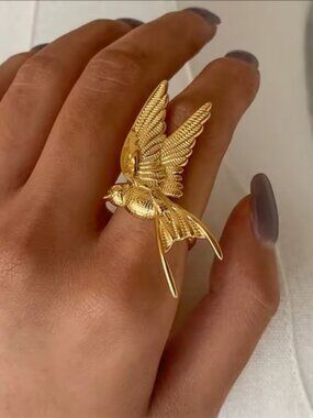 Swallow Peace Bird 18k Gold Stainless Steel Ring